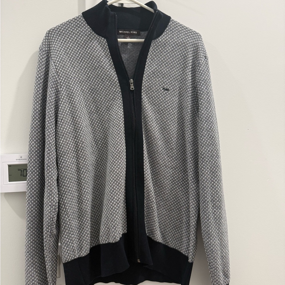 Michael Kors Men's Zip-Up Sweater in Gray and Black